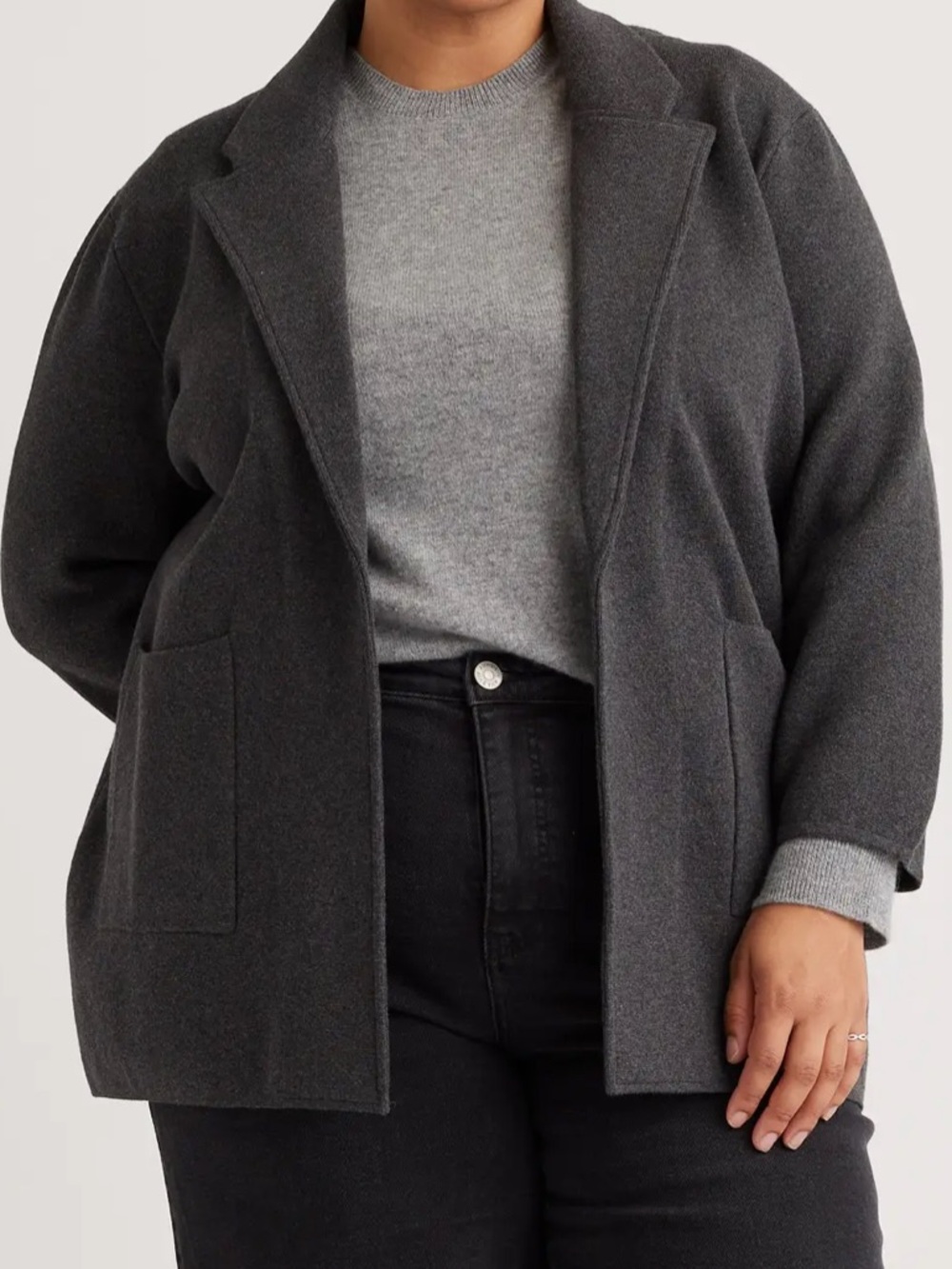 Quince Women’s 100% Organic Cotton Knit Blazer in Heather Gray Size 1X
